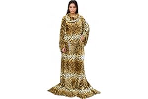 CATALONIA CLASSY Catalan Classy Koc z rękawami, prezent dla dorosłych, kobiet i mężczyzn, super miękki, ciepły krój, mikro-pluszowy, lekki koc polarowy, koc do oglądania telewizji z kieszeniami, wzór panterki