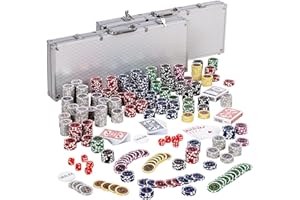 GAMES PLANET Set da poker con 1000 fiches laser, 2 custodie da poker, Argento