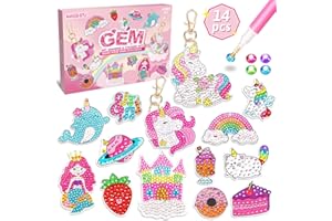 Maqhpu Stocking Fillers Kids, Diamond Art Kits, Gifts for 6 7 8 9 10 Year Old Girls, Girls Birthday Presents, 14 PCS Diamond Painting Kits, Arts and Crafts for Kids, Toys for 7-12 Year Old Girl