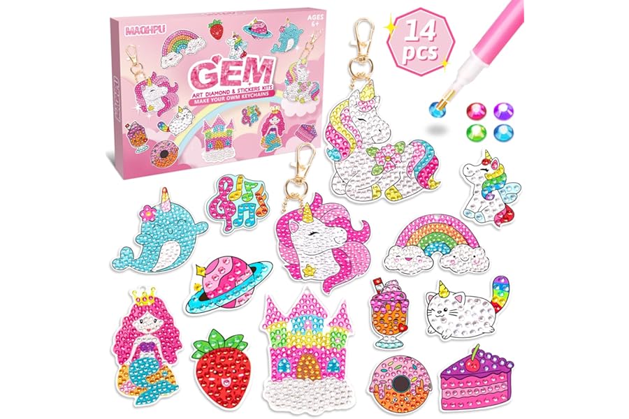 Maqhpu Girls Birthday Presents, Diamond Painting Art Kits, Arts and Crafts for Kids, Gifts for 6 7 8 9 10 Year Old Girls, 14 PCS Diamond Painting Kits, Toys for 7-12 Year Old Girl, Teenage Girls Gifts