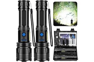 ZEUSFIRE Lampe Torche LED Ultra Puissante, 2 Pièces 100000 Lumens Lampe de Poche LED Rechargeable, 5 Modes D'éclairage & IPX7 étanche Lampe Torche Longue Portée Pour Camping, Randonnée