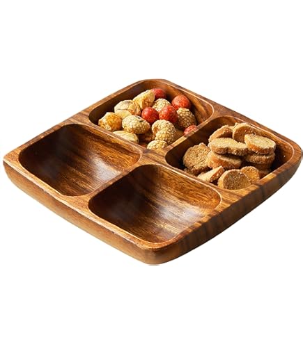 Lesser & Pavey Snack Dishes & Wood Trays For Food Serving | Wood Snacks Serving Platter With Bowls | Colourful Designers Round And Square Tray Set Of - View #4