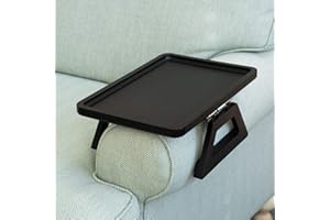 Shamrock Home Bamboo Couch Arm Table, Clip On Tray Sofa Table for Couches. Sofa Arm Tray for TV Dinners, Remotes, Drinks, Snacks and Small Spaces - 13.75 x 9.5inch, Black