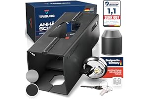 TRIBURG Antivol de remorque, y Compris antivol Rond + Capuchon de Protection AHK Gratuit - Sécurité Robuste pour remorque attelée ou dételée - Antivol de Timon