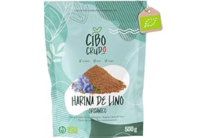 Harina de Lino Orgánica - 500g. Semillas de Lino Dorado Molido Bajo en Carbohidratos Rica en Omega 3 y Fibra. Contiene Antiox