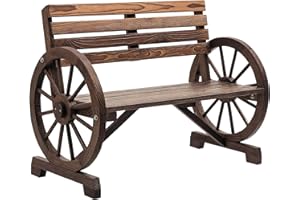 ‎OUTSUNNY Outsunny 2-Sitzer Gartenbank, wetterfest Sitzbank, Gartenmöbel mit Rücken, Armlehnen im Rädernform Parkbank 240kg belastbar, Balkonbank, Holzbank für Balkon, Garten, 105,5 x 56 x 79 cm, Braun