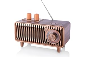 CYBORIS Retro Bluetooth Speaker With FM Radio,Walnut Wood Vintage Portable Speakers,wireless speakers with bluetooth 20W,Support USB-C Disk/TF Card/Aux Player,Retro soundcore for Home Gift/Decor