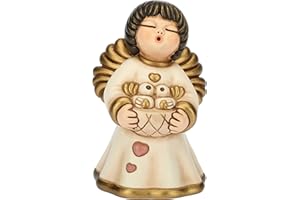 THUN - Angelo della Famiglia con Uccellini - Formato Piccolo - Ceramica - 11,2 cm h