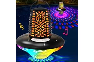 KingSom Altoparlante Bluetooth Potente,Cassa Bluetooth Piscina con Fiamma e Luci Colorate,Cassa Bluetooth Impermeabile IP68,Suono Stereo,TWS,Vivavoce Microfono,Altoparlante Bluetooth Portatile, Nero