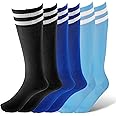 Fanshiontide 3 Pairs Kids Football Socks, 3 Colors Childrens Football Socks Kids Long Breathable Soccer Socks for Daily Running Training Socks for Kids Boys Aged 5-12