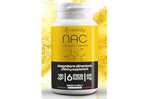 Veetaly NAC N-Acetil-Cisteina 600mg per Difese Immunitarie Adulti - 6 Mesi, 180 Compresse Vegan