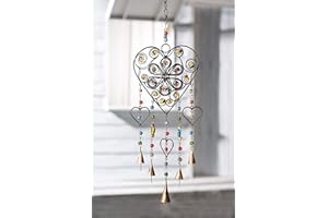 WINDHORSE Campanelle a vento con cuori e perline in vetro