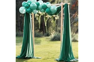 ROUHUHURA 30"x 26.25Ft Wedding Arch Draping Fabric,1 Panel Sheer Curtains Draping Fabric Drapery Wedding Arch Backdrop Drapes Curtains for Wedding Archway Ceremony Ceiling Arbor Decorations (Emerald Green)