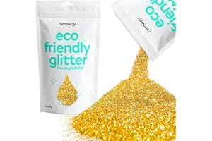 HEMWAY Purpurina dorada biodegradable ecológica A base de plantas con forma de trozos grandes para rostro cuerpo cabello manualidades resina festivales maquillaje sombras de ojos 100g/3,5 oz