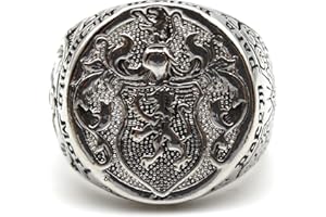 PikaLF Anello di leone per gli uomini, anello testa di leone vichingo norreno, anello con sigillo di leone hip-hop, anello amuleto totem vintage leone, anello teschio massonico gotico