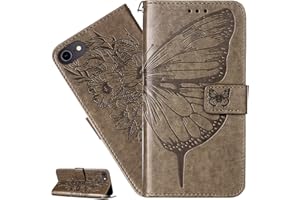 LEMAXELERS Coque pour iphone 6S Plus/phone 6 Plus,Portefeuille Etui Housse pour iphone 6S Plus Coque Gaufrage Fleur papillon PU Cuir Flip Wallet ¨¦tui Coquille Coque pour iphone 6S Plus,YB Die Gray
