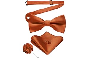 JEMYGINS Nœud papillon pour homme, en sergé uni, avec boutons de manchette carrés de poche, motifs floraux, coffret cadeau pour les fêtes, les affaires et les mariages