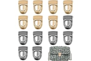 Biluer 14 Sets Iron Push Lock Lock Clasp Handbag Buckle Purse Clasps for DIY Craft Bag Handbag Purse Jewelry Making Suitcase Leather Accessory(7 Gold +7 Black)