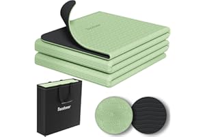 READAEER Składana mata do jogi w podróży, dwukolorowa mata do jogi, grubość 6 mm, z torbą do noszenia, antypoślizgowa mata do ćwiczeń z TPE, 183 cm dł. x 61 cm szer