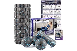 ‎NOONCRAZY nooncrazy Fascia Roller Set with 3D Texture Massage, Mini Fascia Roller, Fascia Ball and Duoball, Fascia Set for Fascia Training of Muscles, Connective Tissue and Metabolism, with Training Posters