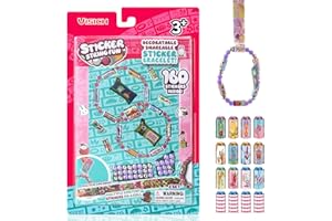 Dolanus Sticky Rolls Toys for 3-8 Year Old Girls: Wearable & Shareable Sticker Bracelet with 160 Mini Stickers, Gifts for Age 3 4 5 6 7 8 Years Old Toddler Birthday, Sticky Rolls Bracelet for Kids