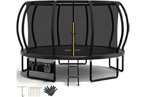 Devoko Trampoline Extérieur Ø 228/305/366/427 cm, pour Enfants, avec Filet de Sécurité, Couverture de Protection, Design Citrouille, Capacité de Charge 150 kg