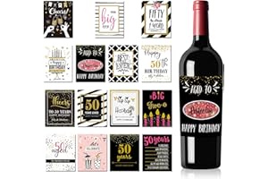 AIBAOBAO 15 Pièces Étiquettes de Bouteilles de Vin, Etiquette Bouteille 50 Ans Cadeau Anniversaire Décorations de Fête Étiquettes de Vin Autocollants de Luxe Accessoires Autocollants