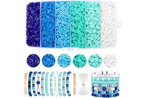 Veszoen 6000 Piezas Abalorios para Hacer Pulseras Kit para Hacer Pulseras Abalorios Letras 6mm de Arcilla Polimérica Kit para Hacer Pulseras Bricolaje para DIY Pulsera Collar Pendientes Haciendo