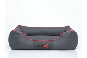 GHG HobbyDog Hundebett Hundekorb Hundesofa für Haustier Grosse Hunde Waschbar - Comfort XXL - Grau mit Rot