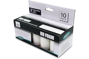 AXUS DÉCOR Axus Decor Mini rodillo de espuma de 5 cm, paquete de 10, ultra alta densidad, uso con pinturas y barnices a base de aceite, ideal para trabajos de acabado detallados alrededor de recortes, se adapta