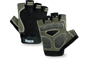 ROGTYO Sports rękawiczki rowerowe, półpalce, męskie, damskie, żelowe, amortyzujące wstrząsy, rękawice fitness, oddychające, antypoślizgowe, dla mężczyzn i kobiet, antypoślizgowe, bez palców, krótkie