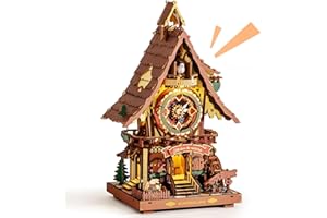 ROKR Cuckoo Clock 3D Wooden Puzzle Model kits For Adult to Build Home German Black Forest Style Decoration Gift Coloured LC901C