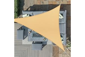 Sunnylaxx 5x5x5m Sabbia Tenda a Vela Triangolare Vela Ombreggiante, Impermeabile Vele Parasole Protezione UV per Esterno, Giardino e Terrazza, Piscina