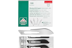 Shehadeh - 100 Stück sterile Skalpellklingen Figur 22 für Skalpellhalter Nr. 4 - Extrem scharf