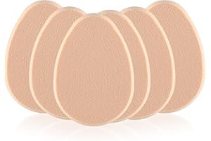 KALIONE 6 esponjas de maquillaje planas, color beige, suaves, esponjas, cojín, base, esponjas, aplicador, esponja para maquillaje natural y fácil, suave, duradera y apta para principiantes
