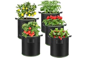 Enbagold Sac de Plantation 5 Sac de Culture avec Poignées, 30L Sacs à Plantes de Tomate, Sac Plantation Pomme de Terre, Pot Plantation pour Tomates, Carottes, Fraises, Légumes