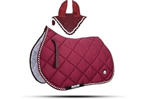 GALLOP SHOP Generale Sottosella con velo da mosca abbinato (Cob, Maroon)