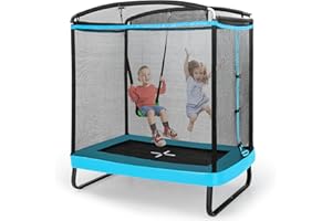 SPOTRAVEL 6FT Recreational Trampoline, 2-in-1 Kids Jumping Trampoline with Swing, Outdoor Fitness Bounce Trampoline for Children Adults