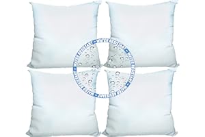 Foamily Set of 4-18 X 18 Premium Outdoor Water Resistant Stuffer Pillow Throw Inserts Sham Square Form, 18" L X 18" W, Standard/White @ M&A STYLE