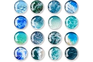 JJ PRIME - 16 Pezzi Calamite Frigorifero Mare Blu | Calamite Da Frigo | Mare Blu Magneti Frigo | Calamite Piccole Rotonde | Calamite Per Lavagna Magnetica, Cucina e Scuola (Mare Blu)