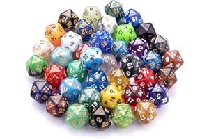 SIQUK 42 Stück Würfel Set 20 Seitige Würfel Bunt Spiel Wurfel D20 Polyedrisch Wurfel für DND MPG MTG Dungeons und Dragons