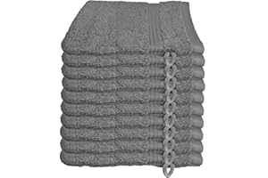 ‎JULIE JULSEN Julie Julsen 10er Pack Waschhandschuhe Chemikalien-Frei 600g/m² Silbergrau 15 x 21 cm 100% Baumwolle - Oeko TEX Std 100 Zertifizierung - Weich und Saugstark - Waschmaschinenfest