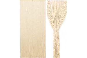 Ezcasch 90x200cm Holz Perlenvorhang - 90 Stränge Beige Retro Holzperlenvorhang - Handarbeit Natur Türvorhang Fadenvorhang als Insektenschutz Fliegenschutz für Schlafzimmer Wohnwagen Camping