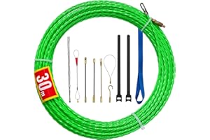 DZDSBB Sonda Passacavi Φ4,5mm 30m, Sonda Elettricista 30m, Cavo di Trazione in Poliestere Aiuto Alla Ritrazione del Nastro di Pesce Per Il Cavo con 7 tipi di accessori, sonda passacavi professionale (30m-7P)