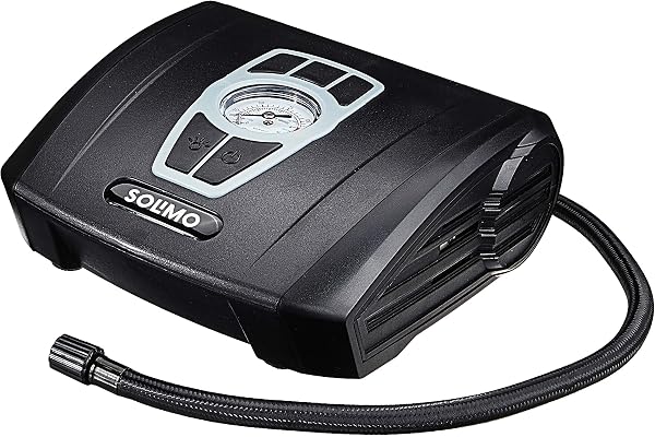 Amazon Brand - Solimo Portable Tyre Inflator 12V 17.5L x 18.5W x 7.5H cm Black