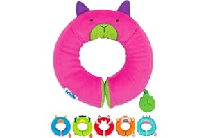 Trunki Coussin Voyage Avion Enfants et Mentonnière Enfants | Coussin Voiture Enfants Soutien les Têtes Endormies dans le Siège Auto, l'Avion, le Vélo ou la Poussette | Yondi Betsy (Rose)