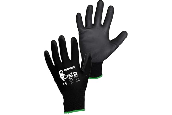 CXS Brita Gants de travail – Montage antidérapant Gants sans couture – Confortable, idéal pour travaux de réparation Travailler, Industrie Automobile, Service Atelier, Noir/Blanc, taille 6-11