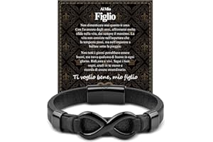 VGWON Bracciale a Mio Figlio, Bracciale Mamma e Figlio, Regali Figlio, Bracciale infinito Uomo In Pelle Per Figlio, Regali Compleanno Natale Per Figlio, Ispirazionali Regali Per Ragazzi Adolescenti