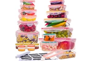 ROCKBERRY 38 Pcs Large Food storage containers-2500ML to Sauces Box Stackable Kitchen storage bowls sets-BPA Free Leak proof Plastic food Storage Containers with lids airtight-Microwave freezer safe lunch boxes