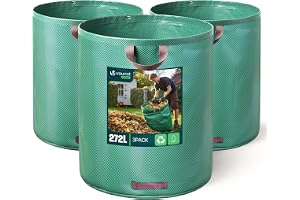 VOUNOT Trädgårdsväskor XXL 3-pack trädgårdsväska, 272 L, slitstark trädgårdsavfallspåse, robust PP-avfallspåse, set med 3 trädgårdsavfallspåsar, trädgårdsavfallspåsar, trädgårdsavfallspåsar